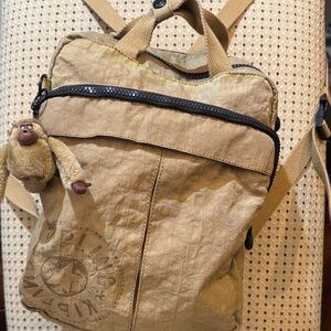 Kipling Tan Canvas  Backpack